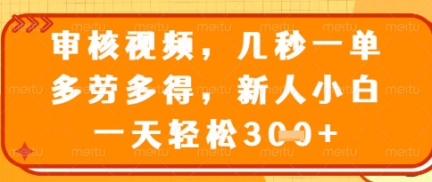 视频审核员，几秒一单，不限时间，不限地点，多做多得，新人小白一天轻松几张+【揭秘】-轻创终点站