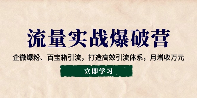 流量实战爆破营：企微爆粉、百宝箱引流，打造高效引流体系，月增收万元-轻创终点站