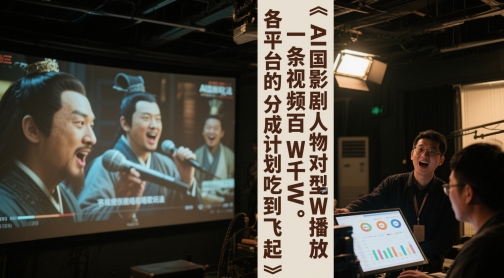 AI三国影视剧人物对口型唱歌玩法，一条视频百W千W播放，各平台的分成计划吃到飞起-轻创终点站