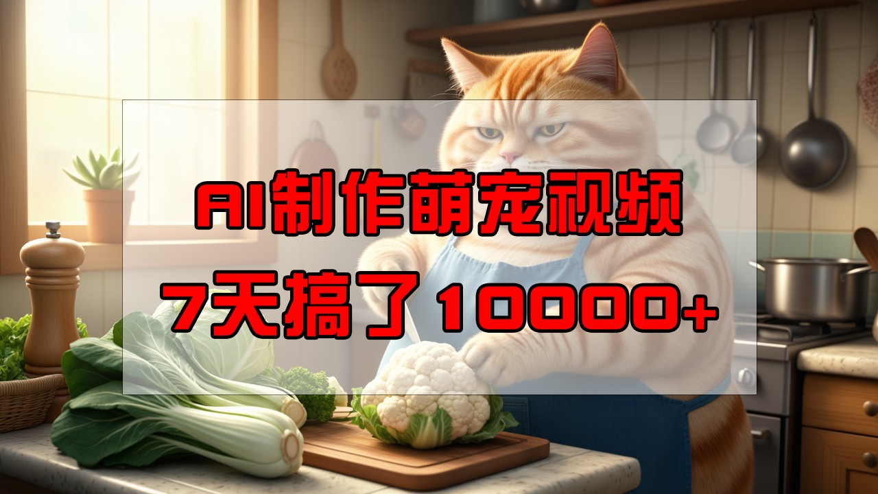 靠AI制作萌宠视频，7天搞了1万+，操作简单门槛低，有手机就行-轻创终点站