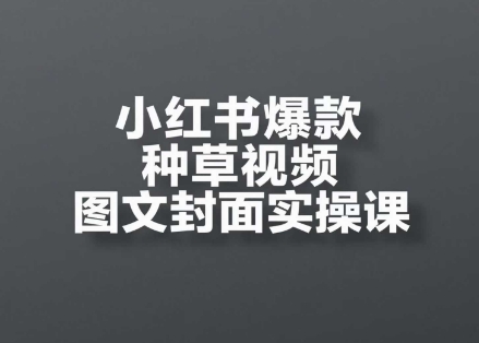小红书爆款种草视频图文封面实操课，​开店、选品、引流、变现全流程-轻创终点站