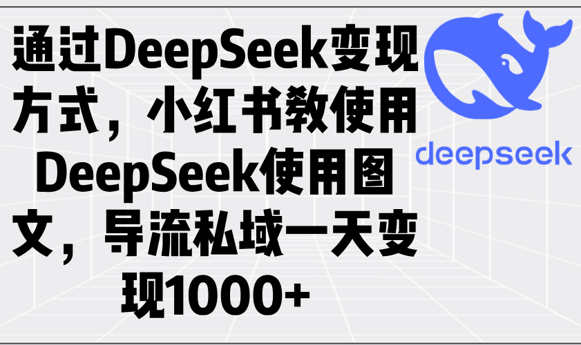 通过DeepSeek变现方式，小红书教使用DeepSeek图文，导流私域一天变现1000+-轻创终点站