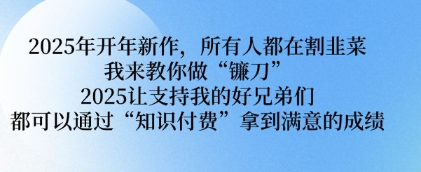 2025年开年新作，所有人都在割韭菜，我来教你做“镰刀” 2025让支持我的好兄弟们都可以通过“知识付费”拿到满意的成绩【揭秘】-轻创终点站