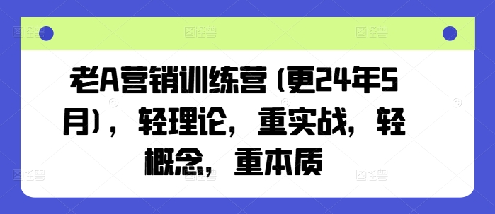 老A营销训练营(更25年4月)，轻理论，重实战，轻概念，重本质-轻创终点站