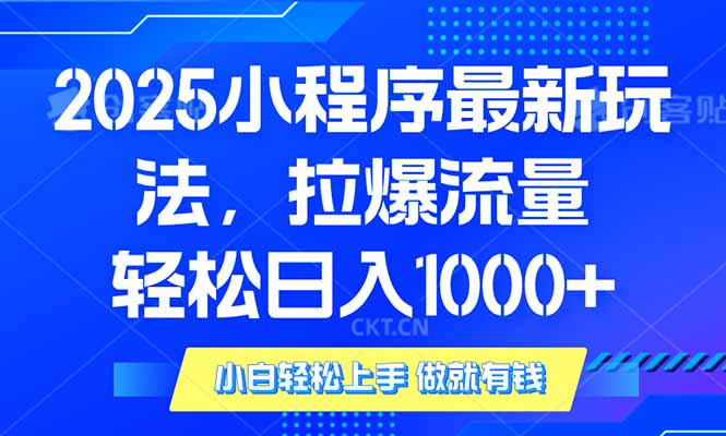 2025年小程序最新玩法，流量直接拉爆，单日稳定变现1000+-轻创终点站
