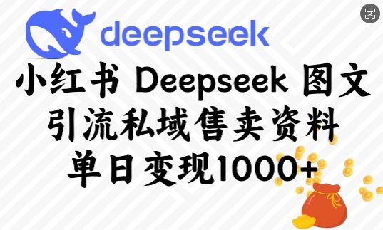 小红书Deepseek图文引流私域售卖资料，单日变现多张-轻创终点站