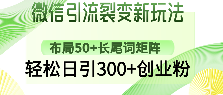微信引流裂变新玩法：布局50+长尾词矩阵，轻松日引300+创业粉-轻创终点站