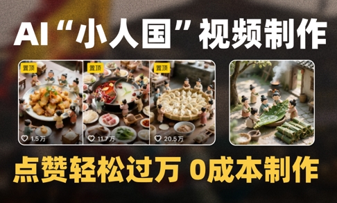 爆款1000W+播放微缩景观迷你小人国AI视频0成本制作全流程教学-轻创终点站