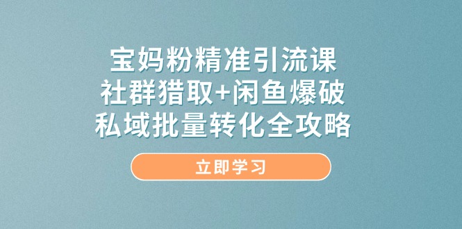 宝妈粉精准引流课，社群猎取+闲鱼爆破，私域批量转化全攻略-轻创终点站