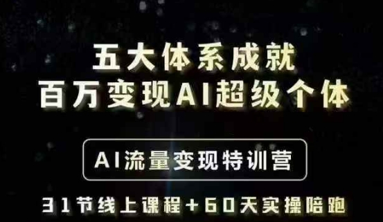 五大体系成就百万变现AI超级个体- AI流量变现特训营，一步一步教你一个人怎么年入百W-轻创终点站