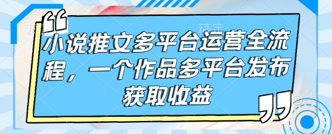 小说推文多平台运营全流程，一个作品多平台发布获取收益-轻创终点站