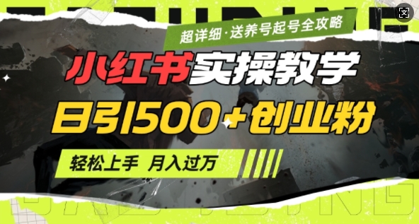 2月小红书最新日引500+创业粉实操教学【超详细】小白轻松上手，月入1W+，附小红书养号起号SOP-轻创终点站