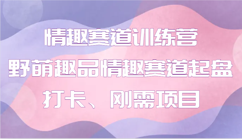 情趣赛道训练营 野萌趣品情趣赛道起盘打卡、刚需项目-轻创终点站