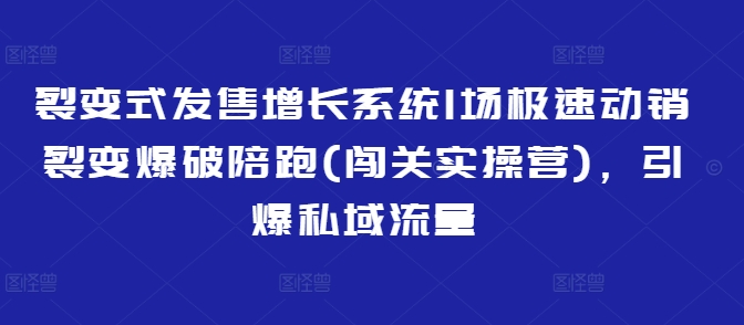 裂变式发售增长系统1场极速动销裂变爆破陪跑(闯关实操营)，引爆私域流量-轻创终点站