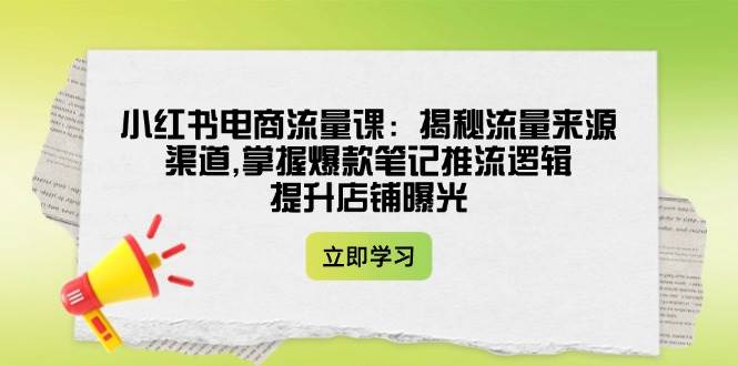 小红书电商流量课：揭秘流量来源渠道,掌握爆款笔记推流逻辑,提升店铺曝光-轻创终点站