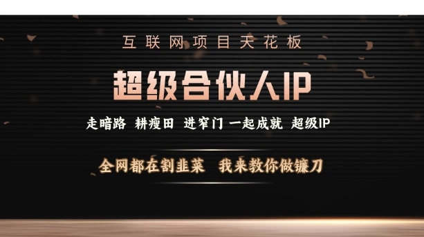 互联网项目天花板，超级合伙人IP，全网都在割韭菜，我来教你做镰刀【仅揭秘】-轻创终点站