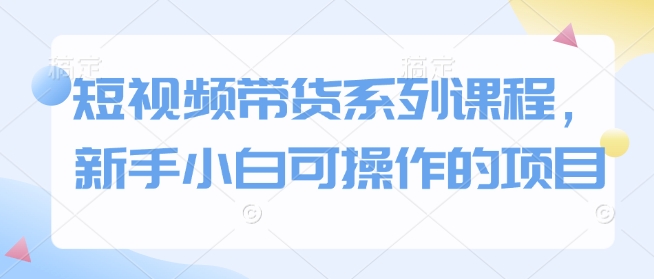短视频带货系列课程，新手小白可操作的项目-轻创终点站