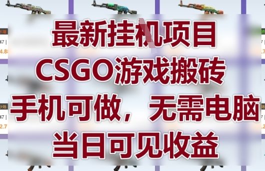 最新挂G项目，CSGO游戏搬砖，手机可做，无需电脑，当日见收益【揭秘】-轻创终点站